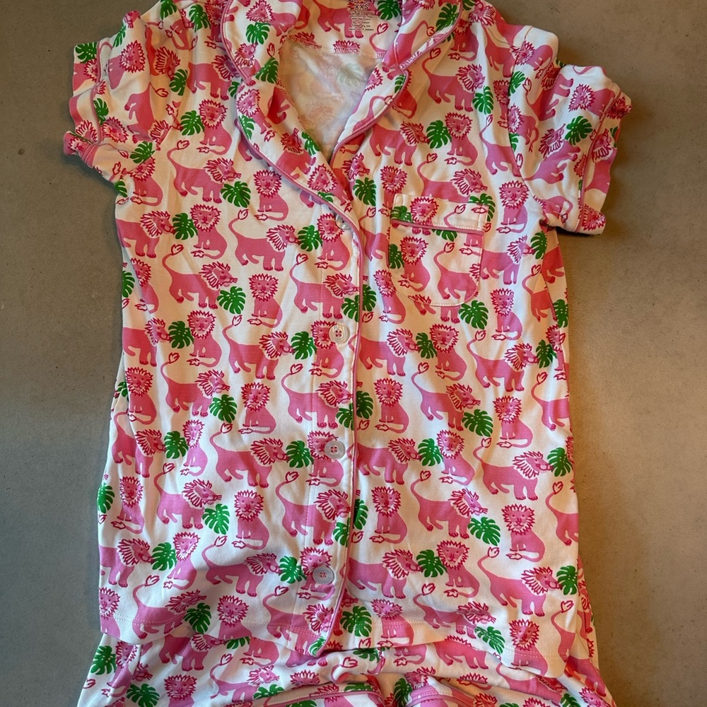 ROLLER RABBIT Pink Lion Print Pajamas XXS